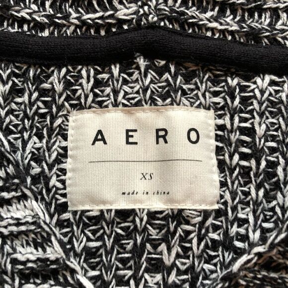 Aeropostale Hooded pullover sweater Black and white knit XS - Picture 3 of 7